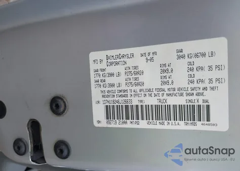 2006 Dodge Ram 1500 Slt/Trx4 Off Road/Sport z USA, uszkodzony, nr VIN 1D7HU18246J126633